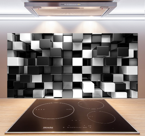 Rivestimento parete cucina con motivo ad astrazione cubica