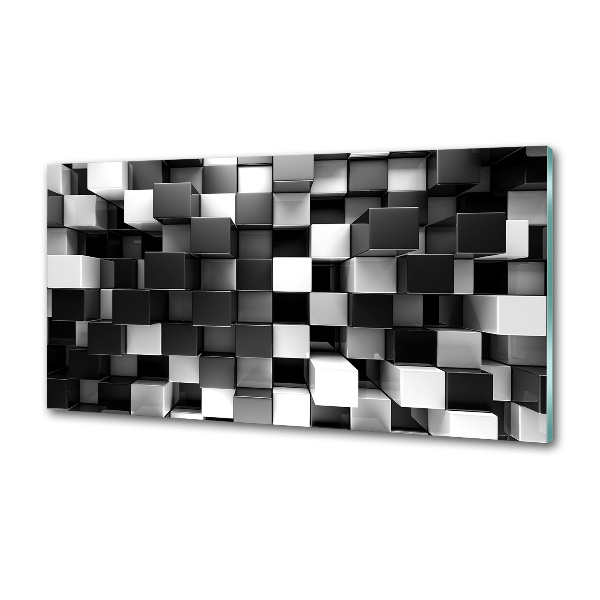 Rivestimento parete cucina con motivo ad astrazione cubica