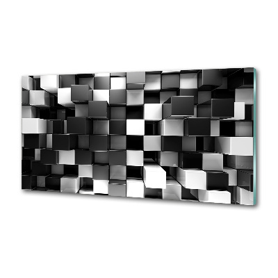 Rivestimento parete cucina con motivo ad astrazione cubica