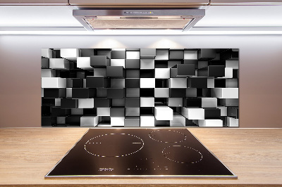 Rivestimento parete cucina con motivo ad astrazione cubica