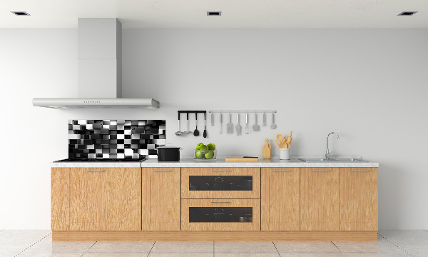 Rivestimento parete cucina con motivo ad astrazione cubica
