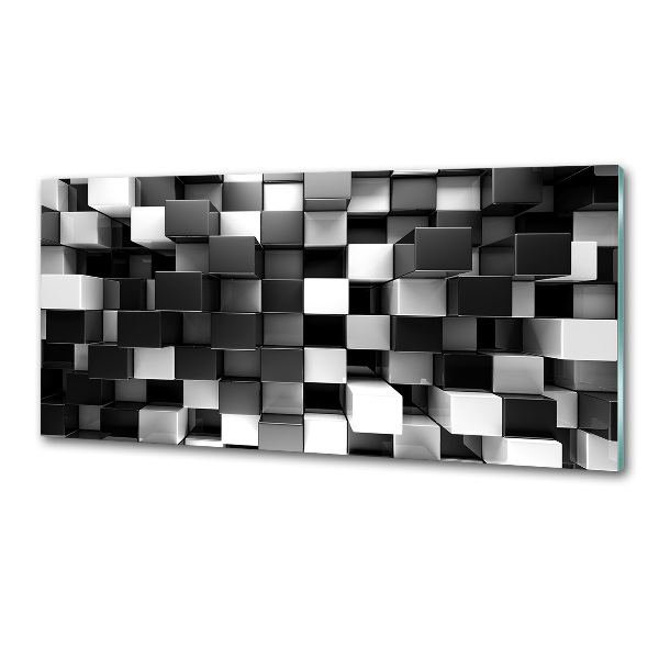 Rivestimento parete cucina con motivo ad astrazione cubica