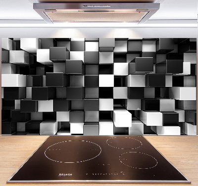Rivestimento parete cucina con motivo ad astrazione cubica