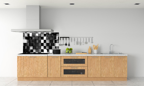 Rivestimento parete cucina con motivo ad astrazione cubica
