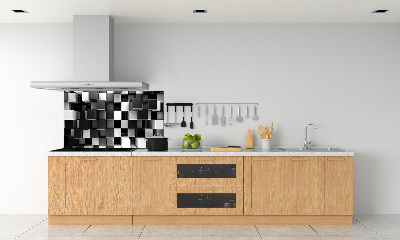 Rivestimento parete cucina con motivo ad astrazione cubica