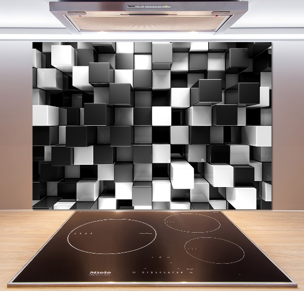 Rivestimento parete cucina con motivo ad astrazione cubica