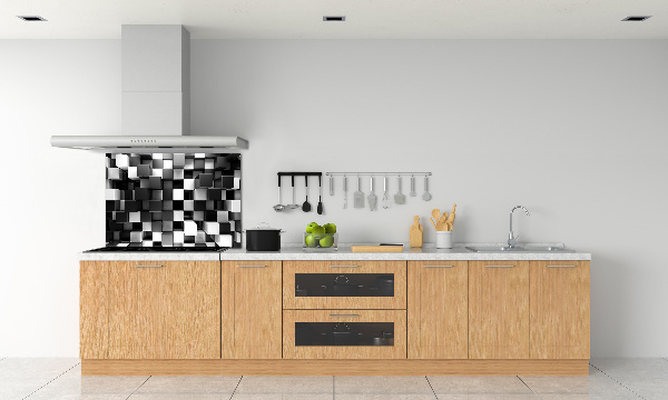 Rivestimento parete cucina con motivo ad astrazione cubica