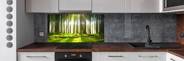 Rivestimento parete cucina con motivo 'Foresta al sole' per interni