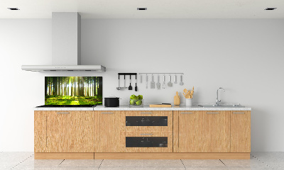 Rivestimento parete cucina con motivo 'Foresta al sole' per interni