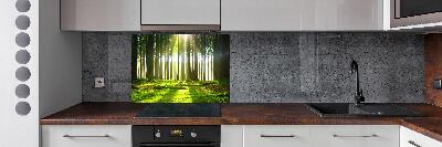 Rivestimento parete cucina con motivo 'Foresta al sole' per interni