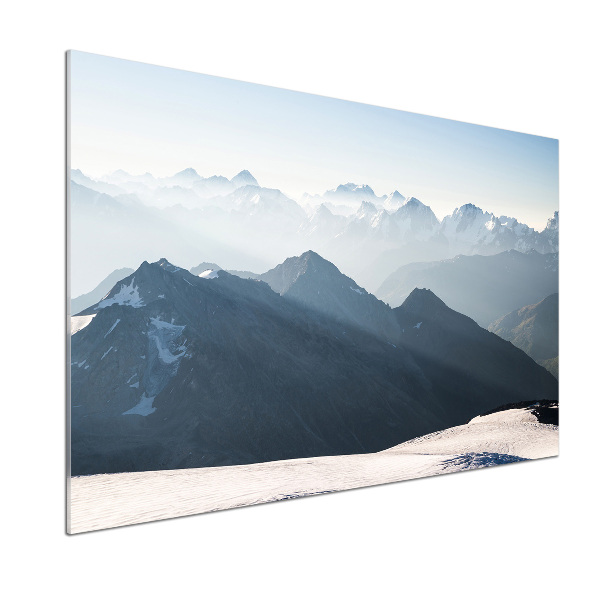 Rivestimento parete cucina con decorazione a motivo di cime montuose