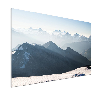 Rivestimento parete cucina con decorazione a motivo di cime montuose