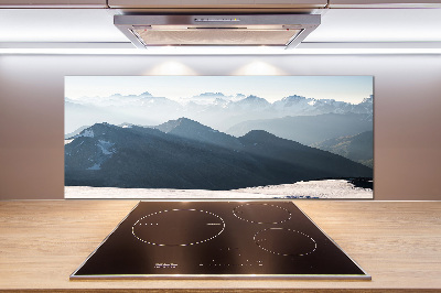 Rivestimento parete cucina con decorazione a motivo di cime montuose