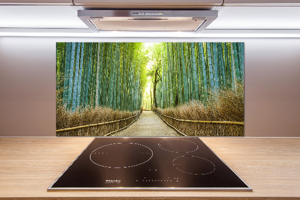 Pannello retrocucina con motivo foresta di bambù