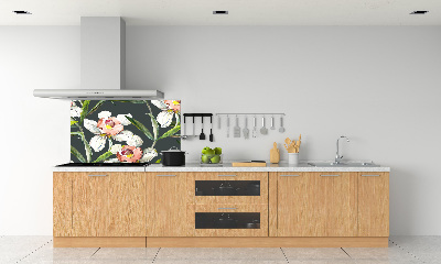 Rivestimento parete cucina con motivo floreale