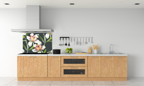 Rivestimento parete cucina con motivo floreale