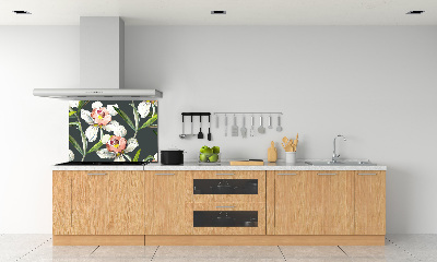 Rivestimento parete cucina con motivo floreale