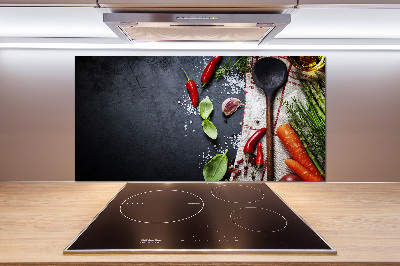 Rivestimento parete cucina con ingredienti