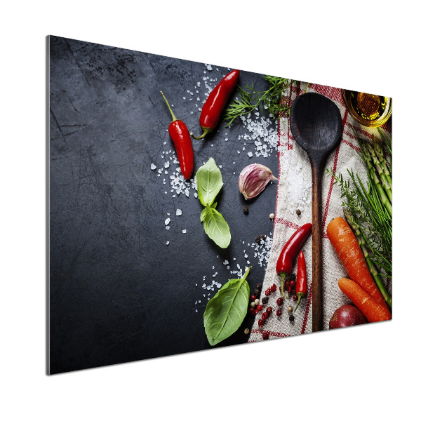 Rivestimento parete cucina con ingredienti