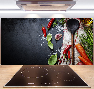 Rivestimento parete cucina con ingredienti