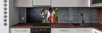 Rivestimento parete cucina con ingredienti