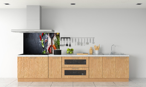 Rivestimento parete cucina con ingredienti