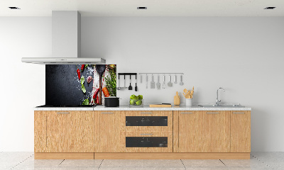 Rivestimento parete cucina con ingredienti