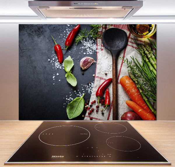 Rivestimento parete cucina con ingredienti