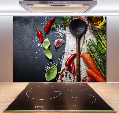Rivestimento parete cucina con ingredienti