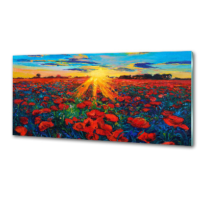 Rivestimento parete cucina con motivo a campo di papaveri