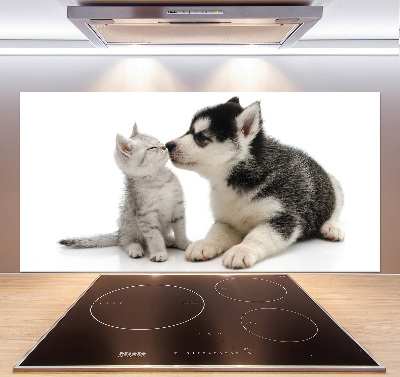 Rivestimento parete cucina con motivo di cane e gatto