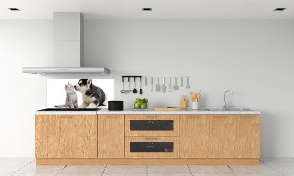 Rivestimento parete cucina con motivo di cane e gatto