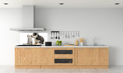 Rivestimento parete cucina con motivo di cane e gatto