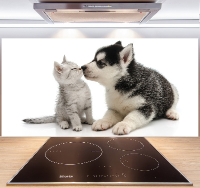 Rivestimento parete cucina con motivo di cane e gatto