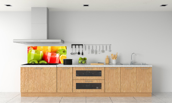 Rivestimento parete cucina con motivo a succhi di frutta