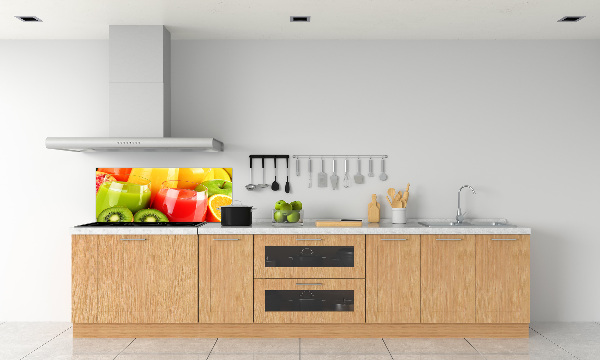 Rivestimento parete cucina con motivo a succhi di frutta
