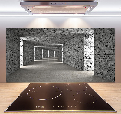 Rivestimento parete cucina con motivo a tunnel di mattoni