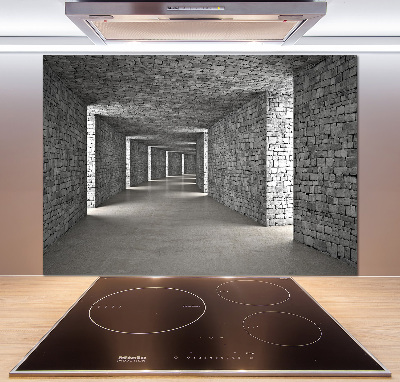 Rivestimento parete cucina con motivo a tunnel di mattoni