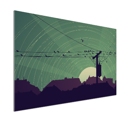 Rivestimento parete cucina con motivo Città degli uccelli