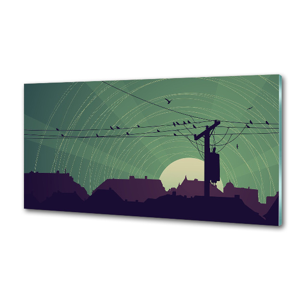 Rivestimento parete cucina con motivo Città degli uccelli