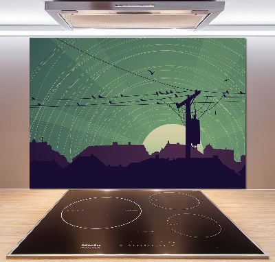 Rivestimento parete cucina con motivo Città degli uccelli