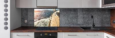 Rivestimento parete cucina con stampa raffigurante una barca a vela in mare