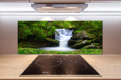 Pannello paraschizzi cucina con stampa 'Cascata nella foresta'