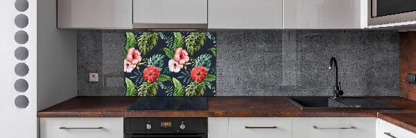 Pannello paraschizzi cucina con motivo di fiori tropicali