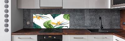 Rivestimento parete cucina con motivo di fiori tropicali