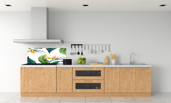Rivestimento parete cucina con motivo di fiori tropicali
