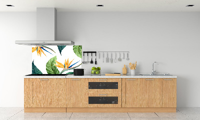 Rivestimento parete cucina con motivo di fiori tropicali