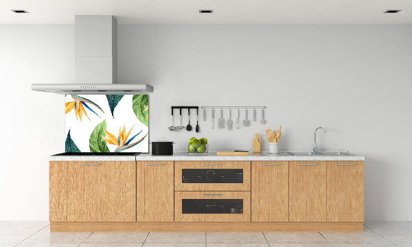 Rivestimento parete cucina con motivo di fiori tropicali