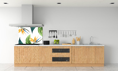 Rivestimento parete cucina con motivo di fiori tropicali