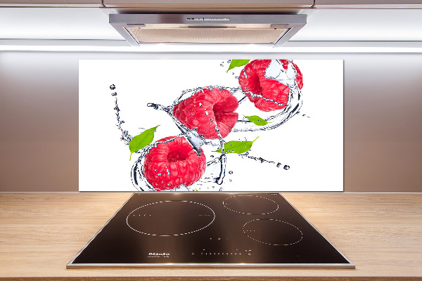 Pannello retrocucina con motivo lampone su sfondo acqua